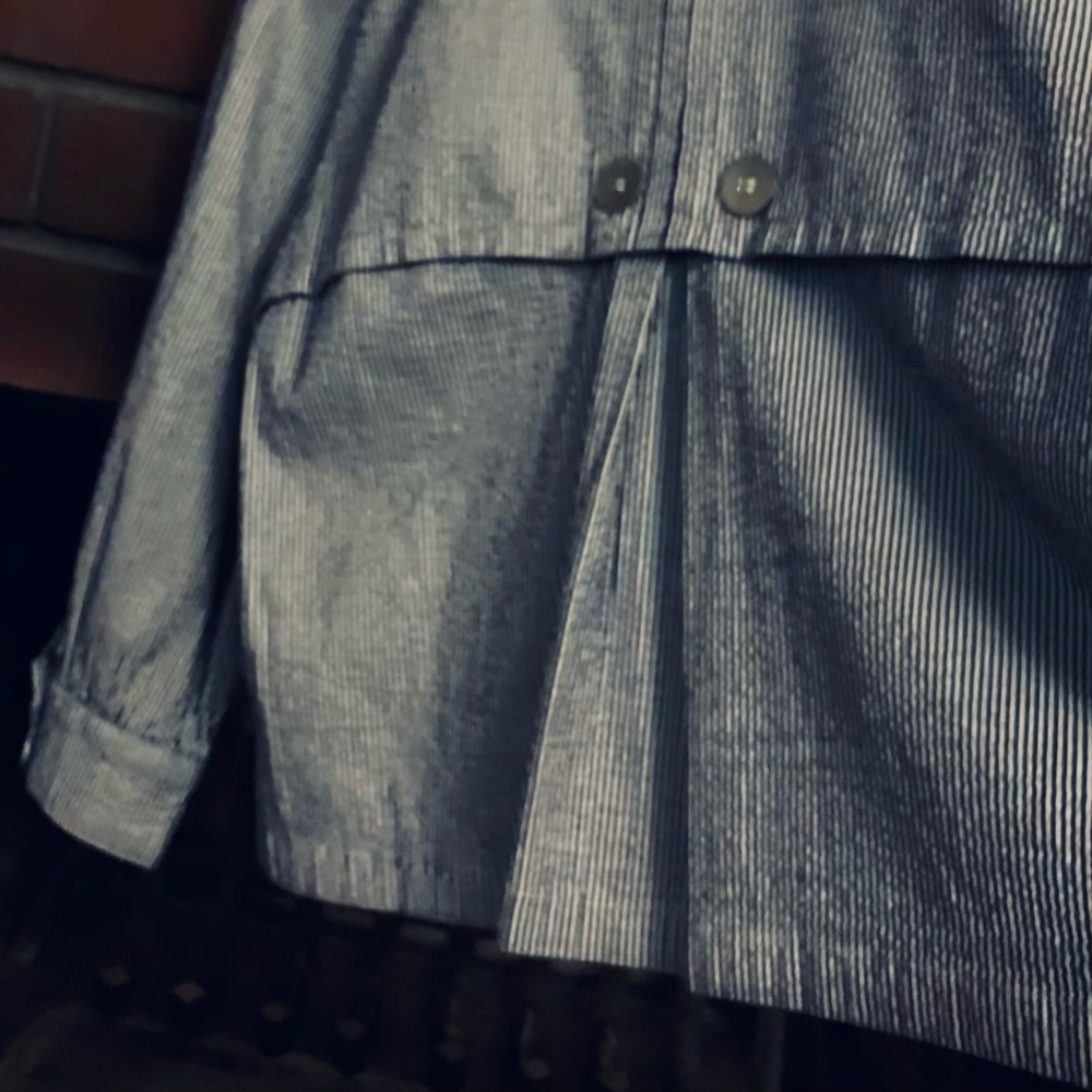 Live a Little Blue Seersucker Jacket sz L - Picture 7 of 16